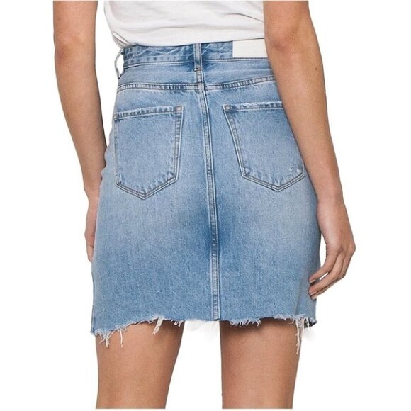 Free people Neon Blonde Strutt Denim Mini Skirt Distressed High Waist Light wash - Picture 14 of 16